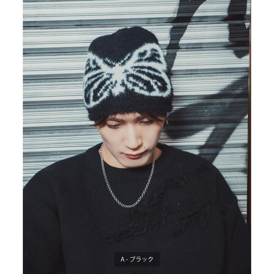 ファービーニー ニット帽 メンズ レディース ふわふわ もこもこ モヘアタッチ シャギーニット ストリート Y2K 韓国ファッション 蝶 蜘蛛の巣 ユニセックス | improves | 08