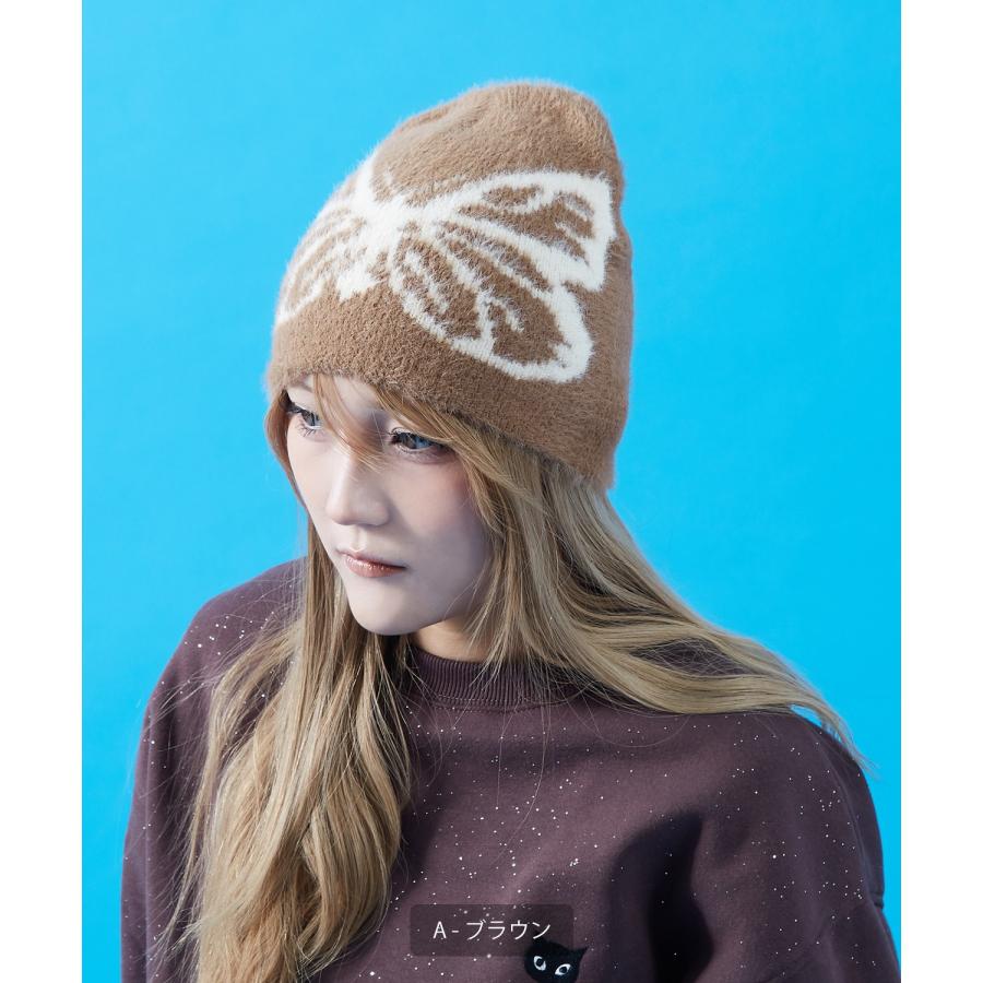 ファービーニー ニット帽 メンズ レディース ふわふわ もこもこ モヘアタッチ シャギーニット ストリート Y2K 韓国ファッション 蝶 蜘蛛の巣 ユニセックス | improves | 15