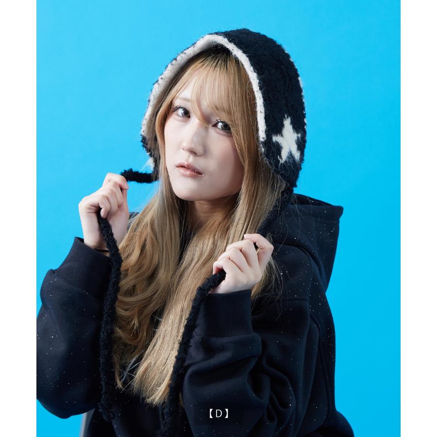 イヤーマフ メンズ レディース ユニセックス 帽子 ボア ニット帽 フライトキャップ ロシア帽 耳あて ノルディック柄 スター柄 もこもこ 防寒 Y2K ストリート | improves | 16