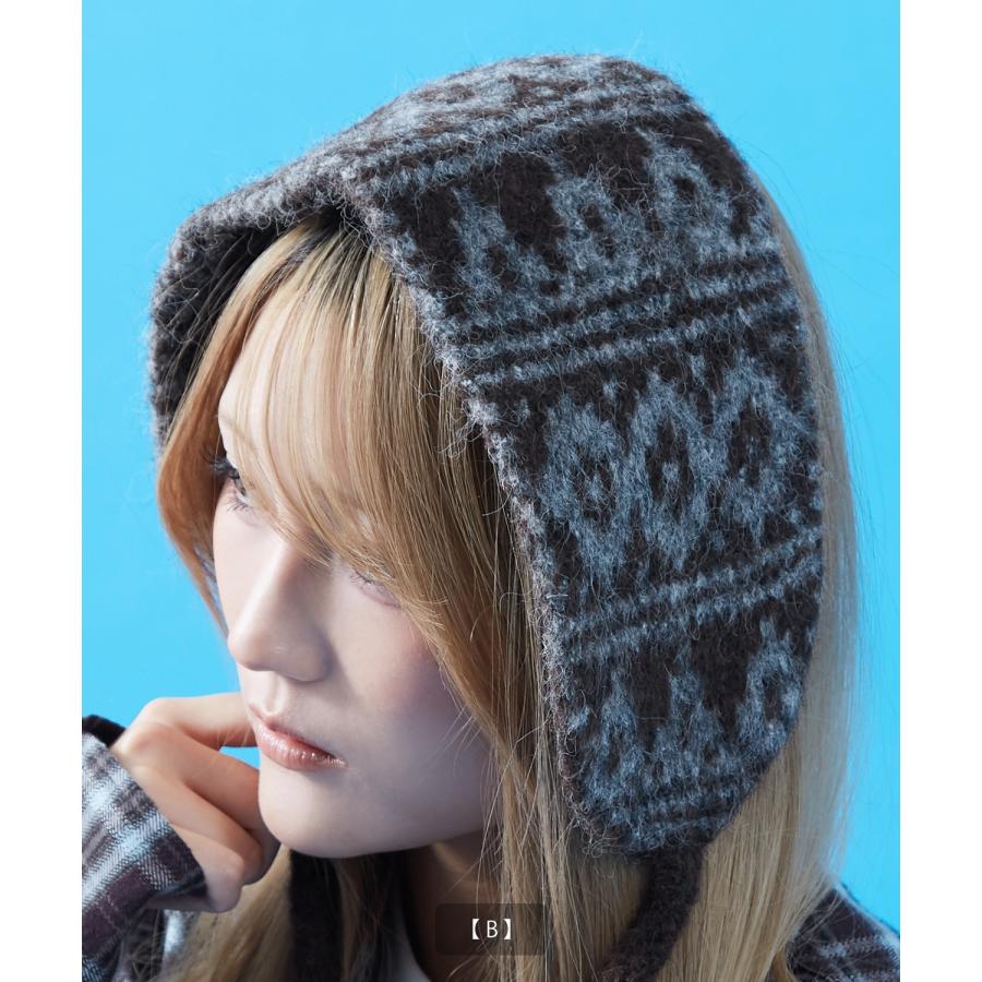 イヤーマフ メンズ レディース ユニセックス 帽子 ボア ニット帽 フライトキャップ ロシア帽 耳あて ノルディック柄 スター柄 もこもこ 防寒 Y2K ストリート | improves | 09