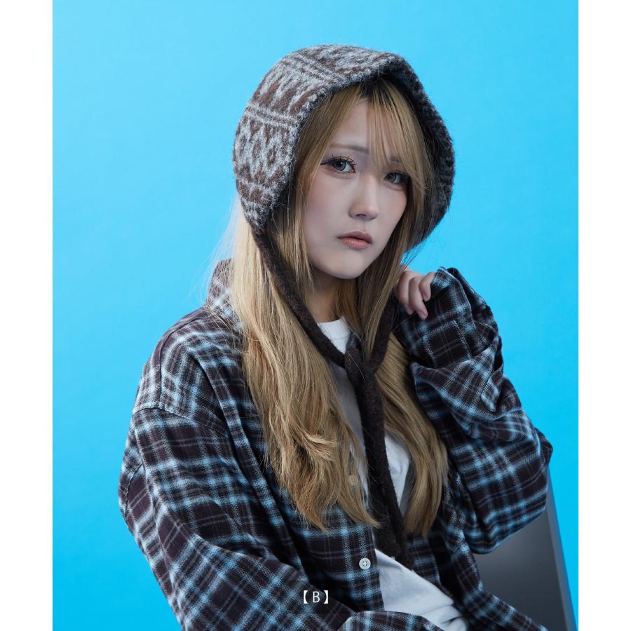 イヤーマフ メンズ レディース ユニセックス 帽子 ボア ニット帽 フライトキャップ ロシア帽 耳あて ノルディック柄 スター柄 もこもこ 防寒 Y2K ストリート | improves | 10