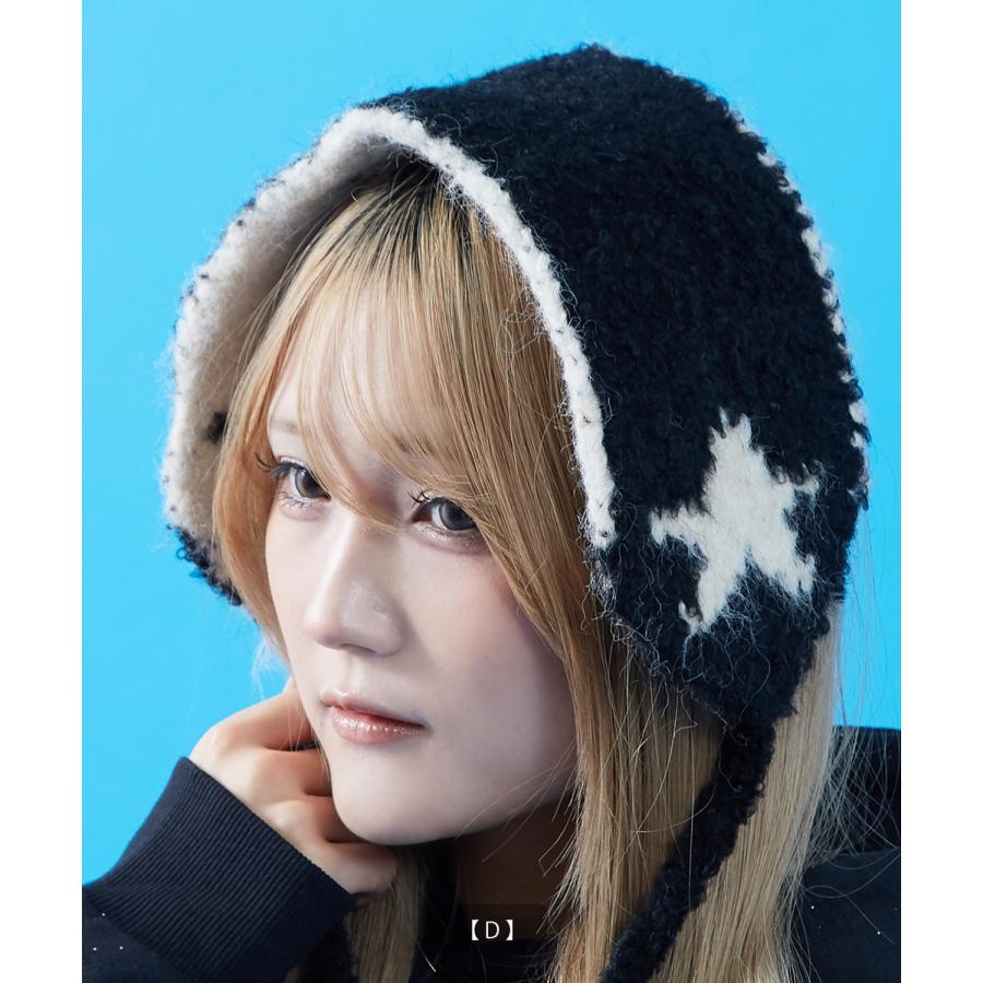 イヤーマフ メンズ レディース ユニセックス 帽子 ボア ニット帽 フライトキャップ ロシア帽 耳あて ノルディック柄 スター柄 もこもこ 防寒 Y2K ストリート | improves | 15