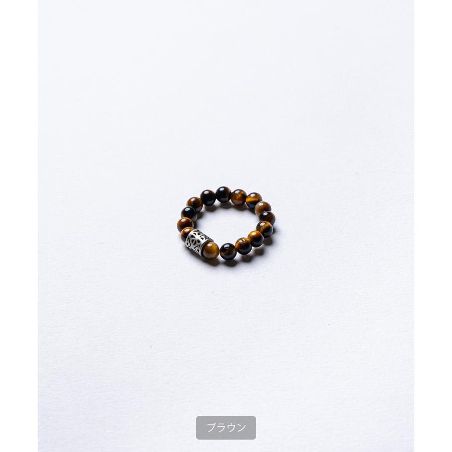 フリーサイズビーズリング メンズ レディース 天然石風 指輪 ビーズ リング アクセサリー ストリート 韓国ファッション ユニセックス エスニック モード ペア | improves | 19