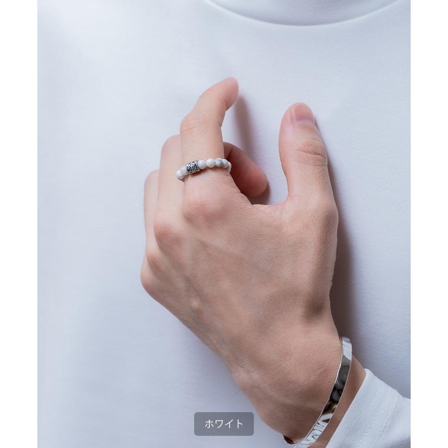 フリーサイズビーズリング メンズ レディース 天然石風 指輪 ビーズ リング アクセサリー ストリート 韓国ファッション ユニセックス エスニック モード ペア | improves | 07