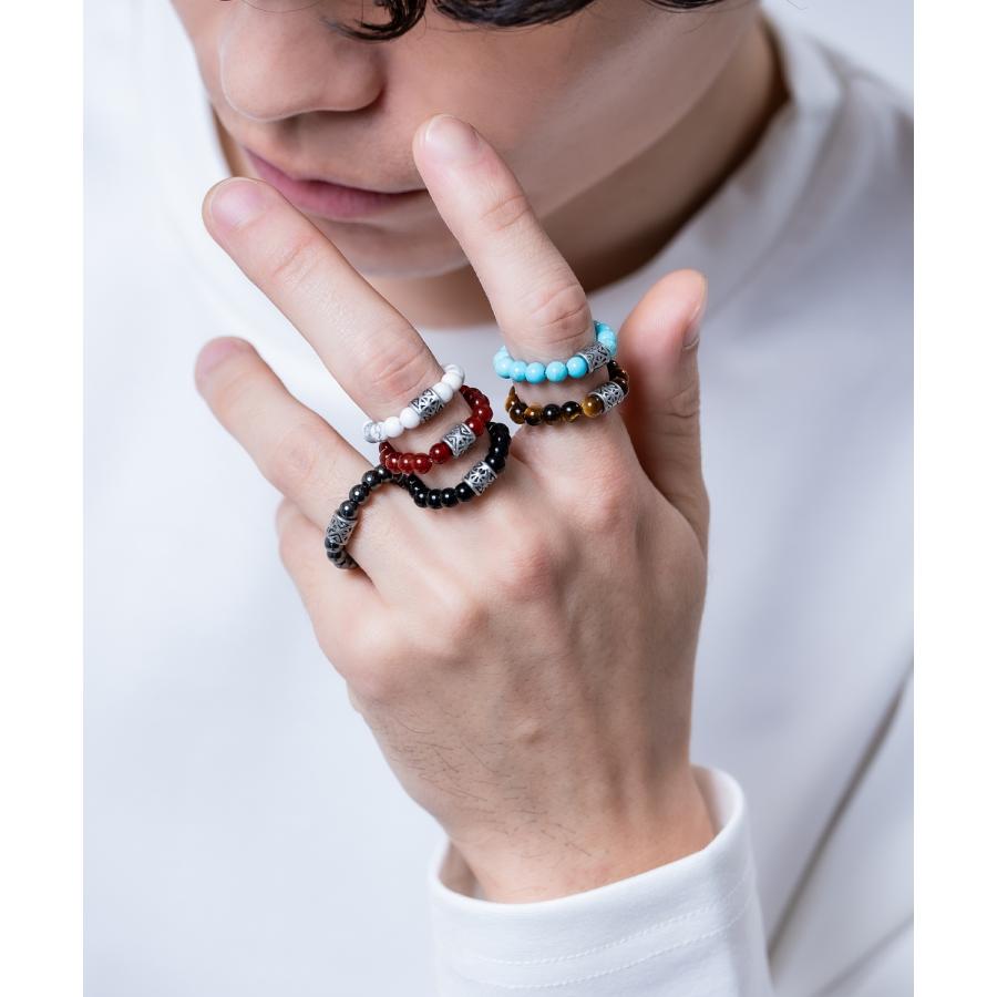 フリーサイズビーズリング メンズ レディース 天然石風 指輪 ビーズ リング アクセサリー ストリート 韓国ファッション ユニセックス エスニック モード ペア | improves | 13