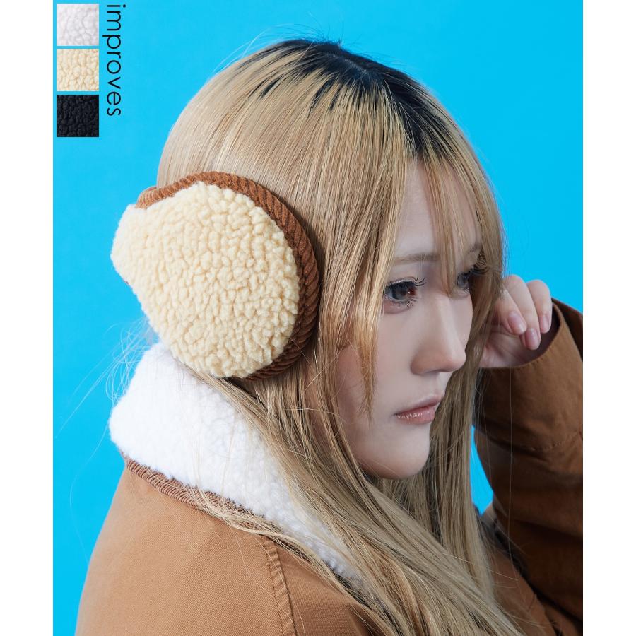 ボアイヤーマフ 耳あて レディース メンズ 暖か ふわふわ もこもこ バックアーム 防寒 折たたみ 冬 韓国ファッション ストリート 古着MIX | improves