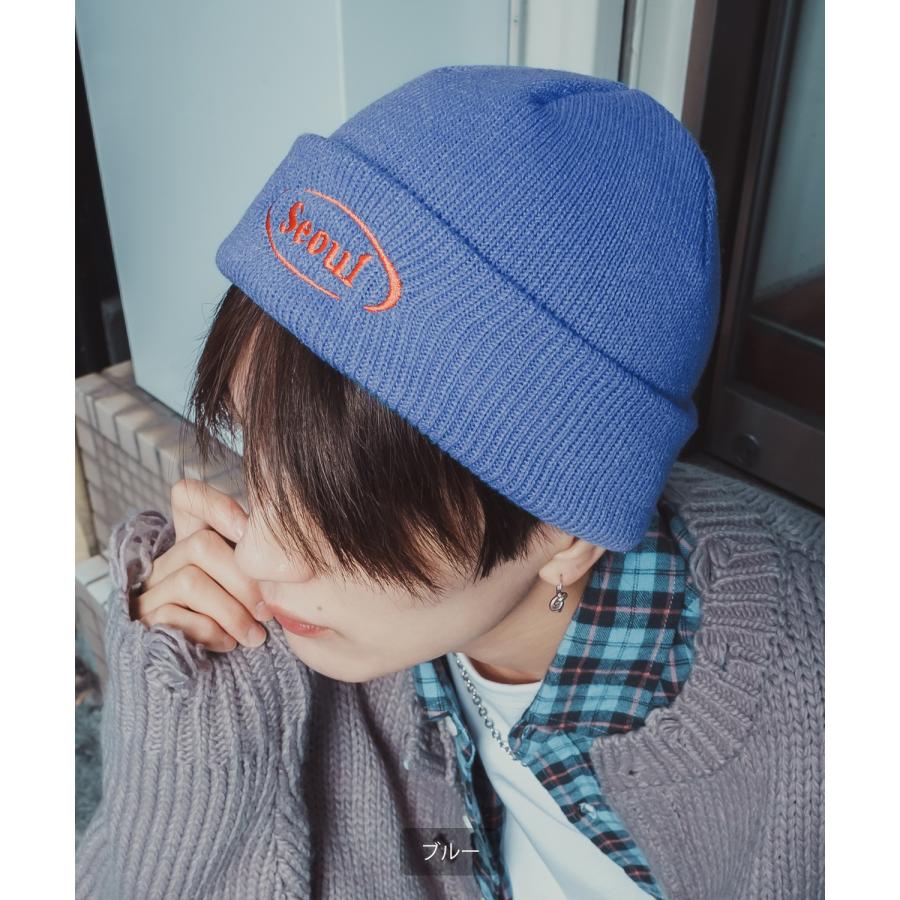 ニット帽 メンズ ニット帽子 ニットキャップ ビーニー 帽子 刺しゅうロゴ カジュアル ストリート スケーター アメカジ 古着MIX 韓国ファッション | improves | 11