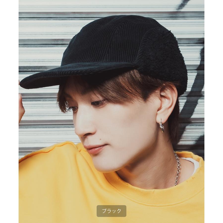 コーデュロイ イヤーフラップ キャップ メンズ レディース 帽子 フライトキャップ 飛行帽 ファー トラッパー ハット ボア 耳当て 防寒 ストリート アメカジ | improves | 04