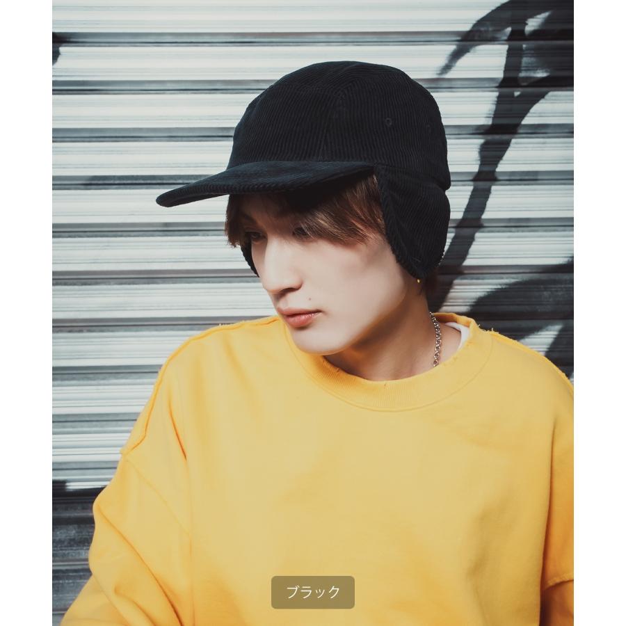 コーデュロイ イヤーフラップ キャップ メンズ レディース 帽子 フライトキャップ 飛行帽 ファー トラッパー ハット ボア 耳当て 防寒 ストリート アメカジ | improves | 06