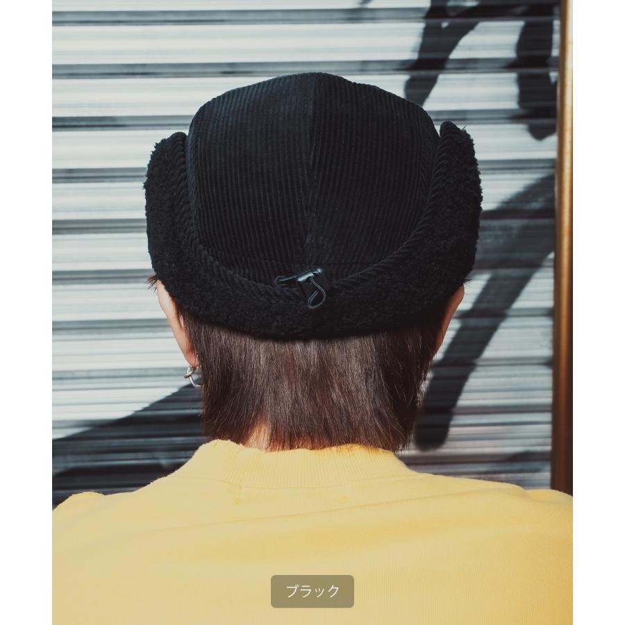 コーデュロイ イヤーフラップ キャップ メンズ レディース 帽子 フライトキャップ 飛行帽 ファー トラッパー ハット ボア 耳当て 防寒 ストリート アメカジ | improves | 07