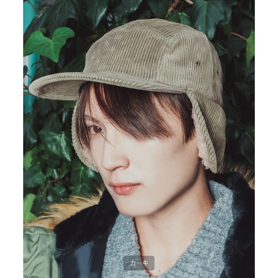 コーデュロイ イヤーフラップ キャップ メンズ レディース 帽子 フライトキャップ 飛行帽 ファー トラッパー ハット ボア 耳当て 防寒 ストリート アメカジ | improves | 08