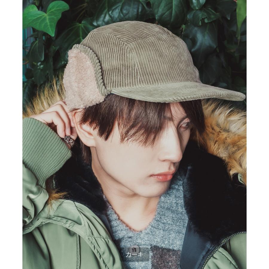 コーデュロイ イヤーフラップ キャップ メンズ レディース 帽子 フライトキャップ 飛行帽 ファー トラッパー ハット ボア 耳当て 防寒 ストリート アメカジ | improves | 10