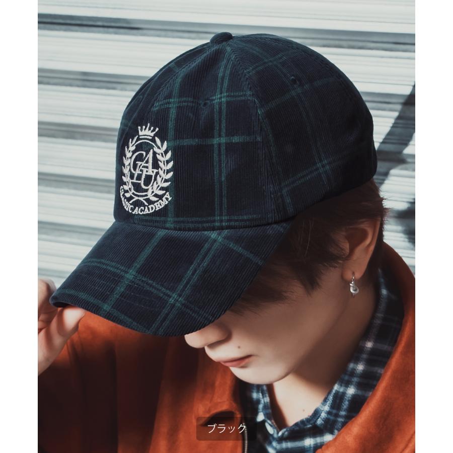 コーデュロイ チェック柄 キャップ ユニセックス ロゴ刺しゅう レトロ カジュアル アメカジ 古着MIX 韓国 ベースボールキャップ 帽子 | improves | 13