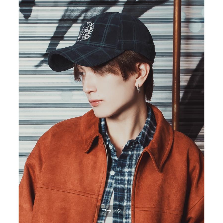 コーデュロイ チェック柄 キャップ ユニセックス ロゴ刺しゅう レトロ カジュアル アメカジ 古着MIX 韓国 ベースボールキャップ 帽子 | improves | 14