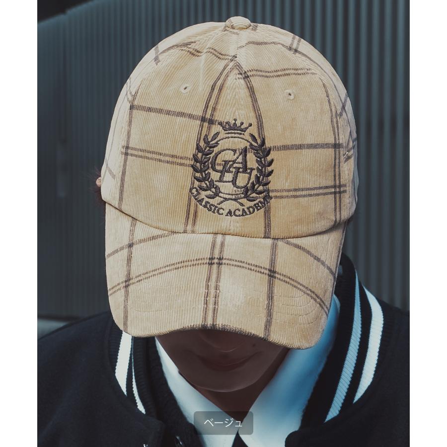コーデュロイ チェック柄 キャップ ユニセックス ロゴ刺しゅう レトロ カジュアル アメカジ 古着MIX 韓国 ベースボールキャップ 帽子 | improves | 04