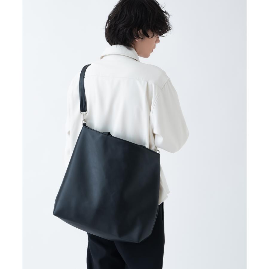 トートバッグ メンズ 合皮 レザー カバン 鞄 通学 通勤 旅行 きれいめ カジュアル 古着MIX 韓国ファッション Y2K ブラック | improves | 03