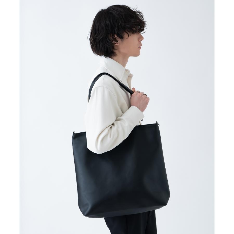 トートバッグ メンズ 合皮 レザー カバン 鞄 通学 通勤 旅行 きれいめ カジュアル 古着MIX 韓国ファッション Y2K ブラック | improves | 04