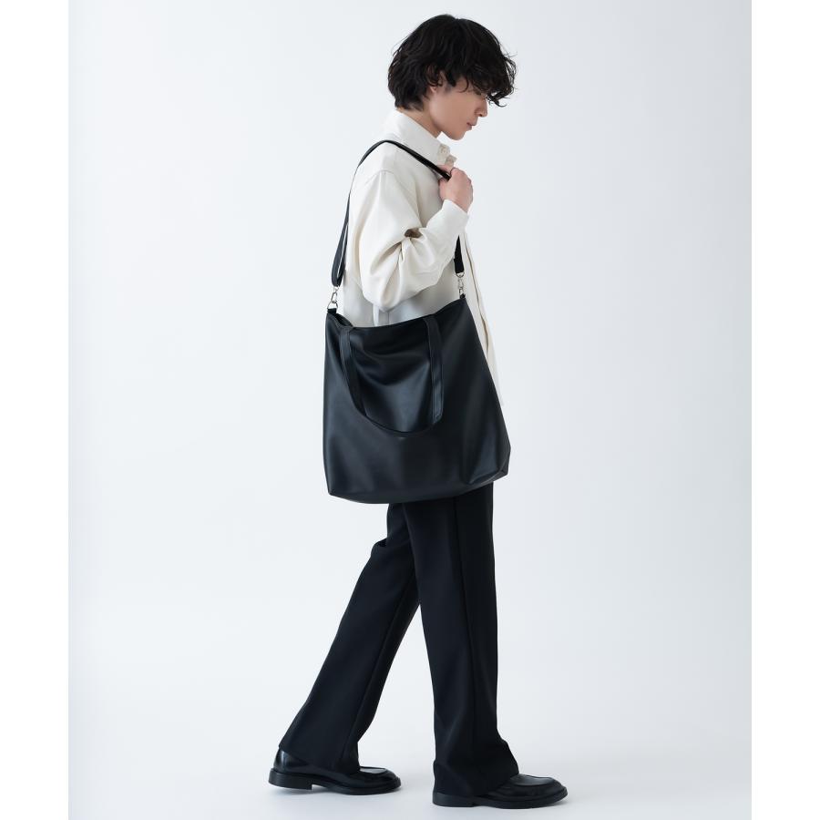 トートバッグ メンズ 合皮 レザー カバン 鞄 通学 通勤 旅行 きれいめ カジュアル 古着MIX 韓国ファッション Y2K ブラック | improves | 06