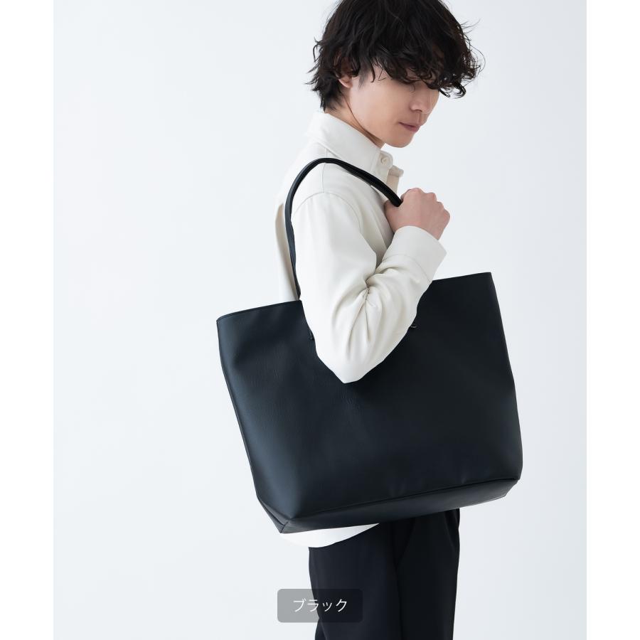 トートバッグ メンズ 合皮 レザー カバン 鞄 通学 通勤 旅行 きれいめ カジュアル 古着MIX 韓国ファッション Y2K ブラック ダークブラウン キャメル | improves | 13