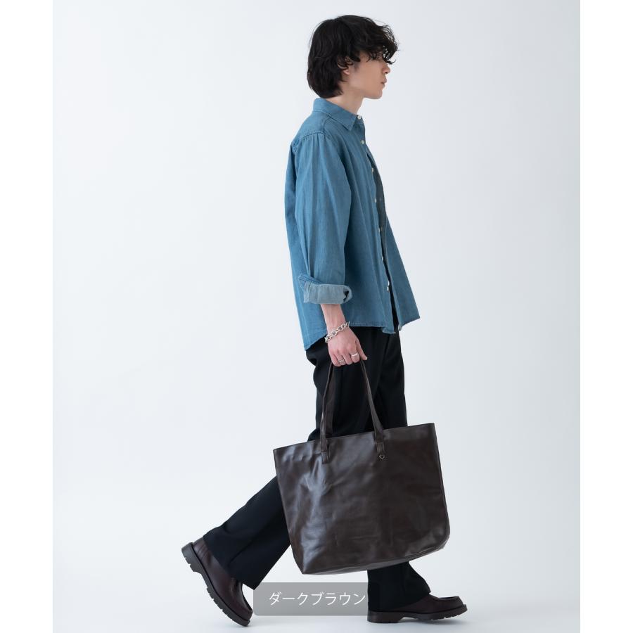 トートバッグ メンズ 合皮 レザー カバン 鞄 通学 通勤 旅行 きれいめ カジュアル 古着MIX 韓国ファッション Y2K ブラック ダークブラウン キャメル | improves | 10