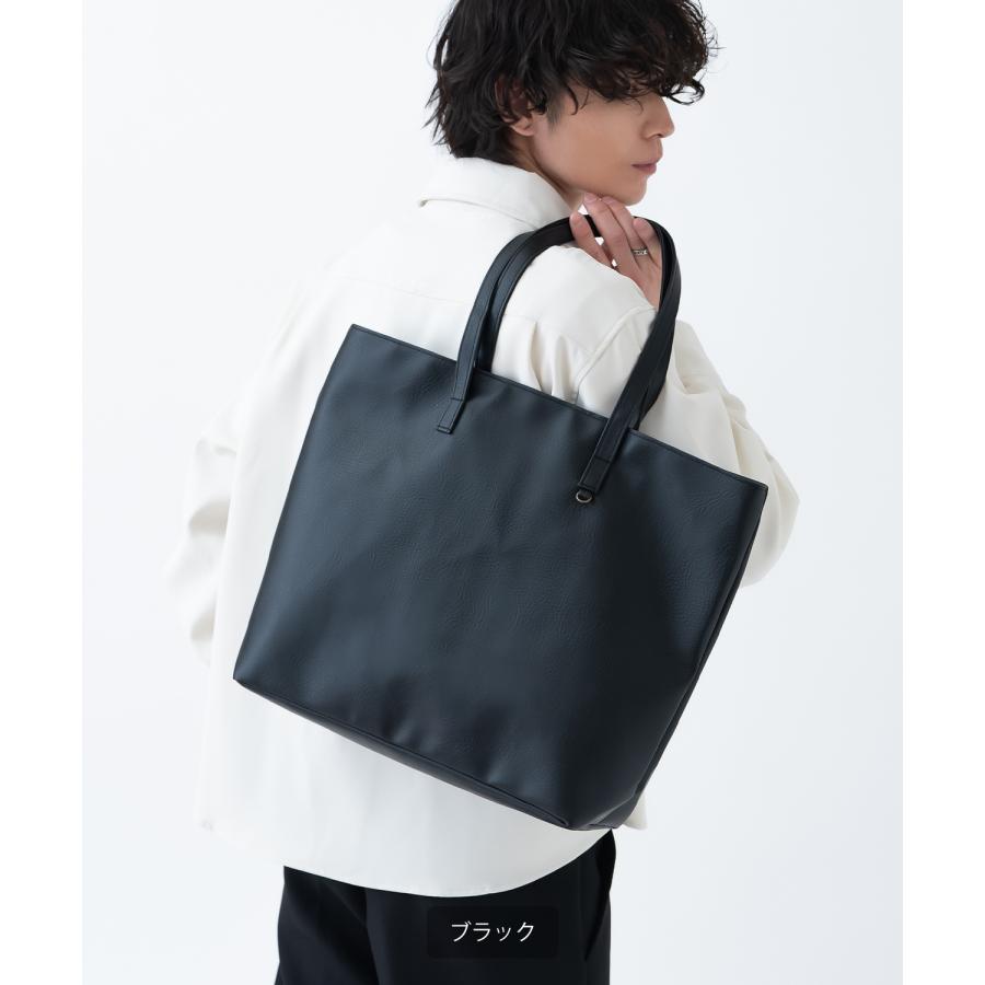 トートバッグ メンズ 合皮 レザー カバン 鞄 通学 通勤 旅行 きれいめ カジュアル 古着MIX 韓国ファッション Y2K ブラック ダークブラウン キャメル | improves | 11