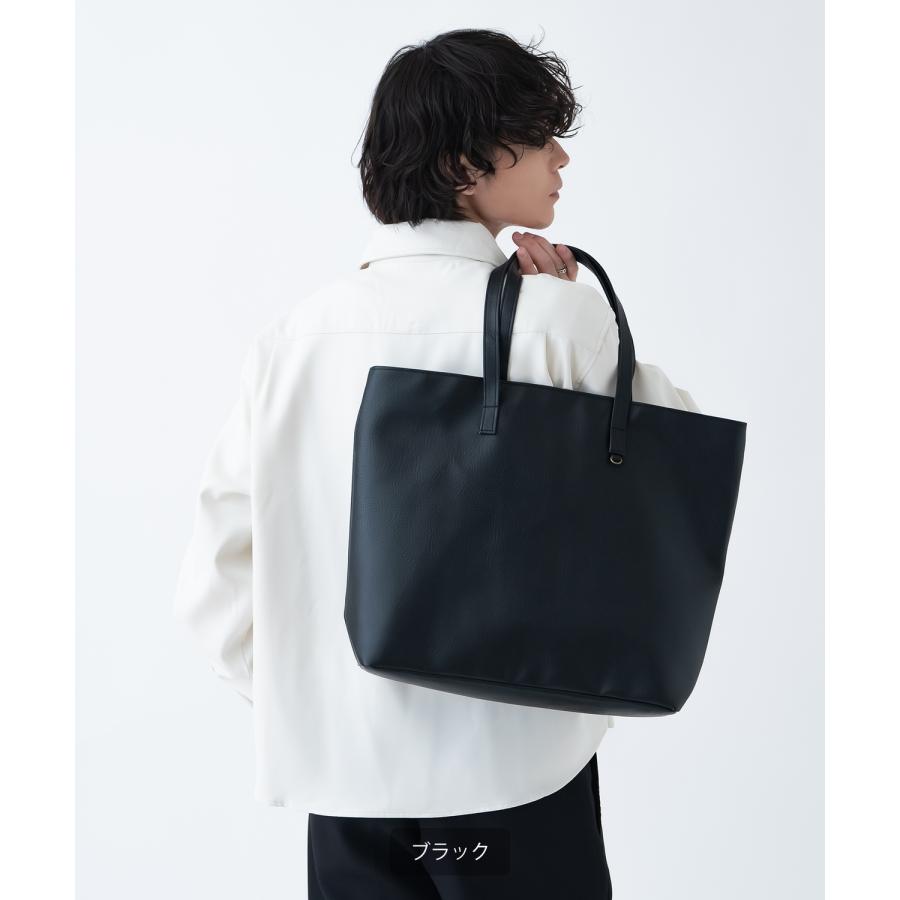 トートバッグ メンズ 合皮 レザー カバン 鞄 通学 通勤 旅行 きれいめ カジュアル 古着MIX 韓国ファッション Y2K ブラック ダークブラウン キャメル | improves | 12