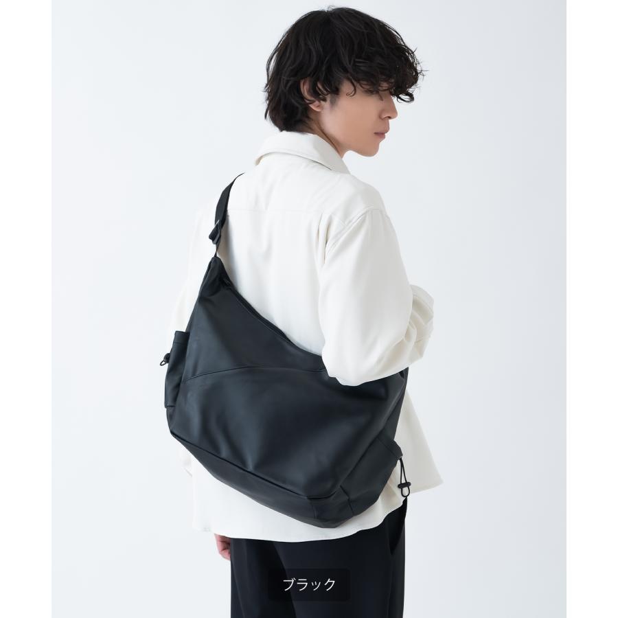 ショルダーバッグ メンズ 合皮 レザー カバン 鞄 通学 通勤 旅行 きれいめ カジュアル 古着MIX 韓国ファッション Y2K ブラック | improves | 02