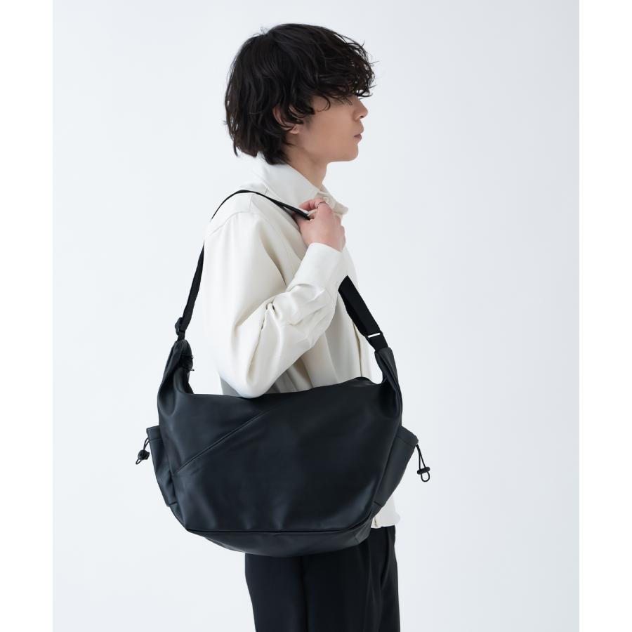 ショルダーバッグ メンズ 合皮 レザー カバン 鞄 通学 通勤 旅行 きれいめ カジュアル 古着MIX 韓国ファッション Y2K ブラック | improves | 03