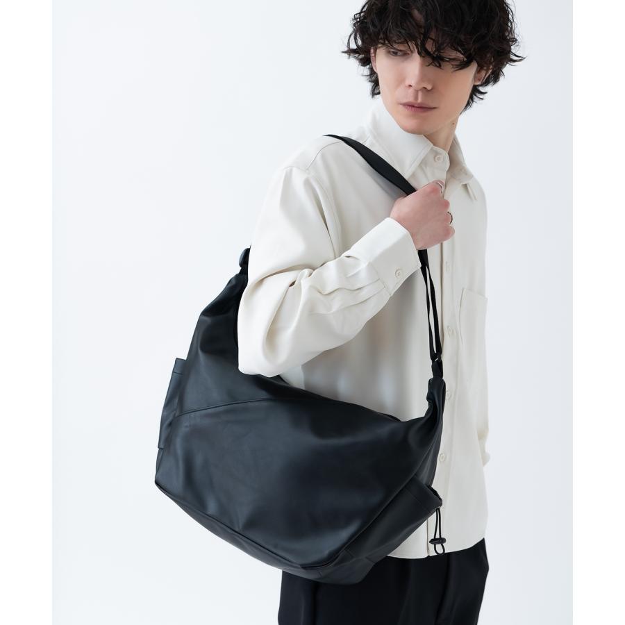 ショルダーバッグ メンズ 合皮 レザー カバン 鞄 通学 通勤 旅行 きれいめ カジュアル 古着MIX 韓国ファッション Y2K ブラック | improves | 04