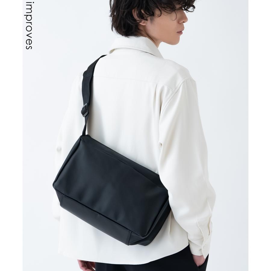 ショルダーバッグ メンズ 合皮 レザー カバン 鞄 通学 通勤 旅行 きれいめ カジュアル 古着MIX 韓国ファッション Y2K ブラック | improves