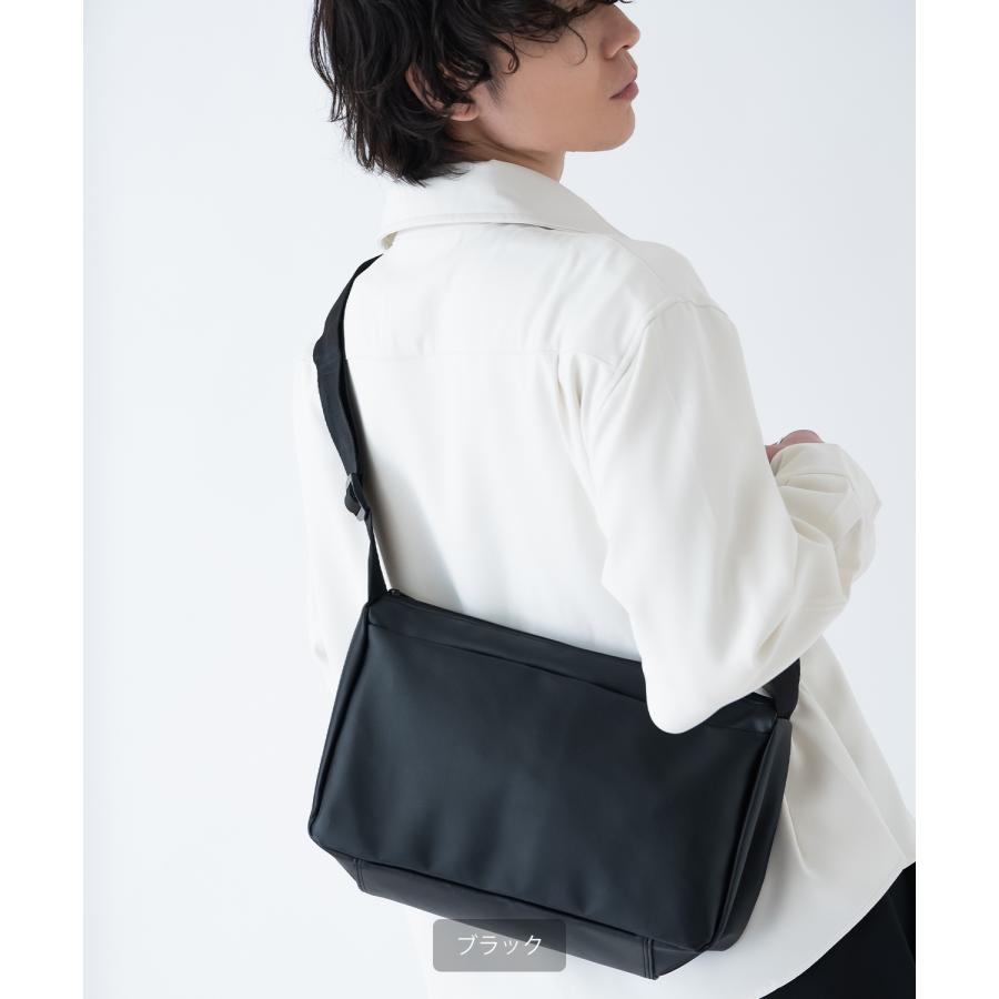 ショルダーバッグ メンズ 合皮 レザー カバン 鞄 通学 通勤 旅行 きれいめ カジュアル 古着MIX 韓国ファッション Y2K ブラック | improves | 02