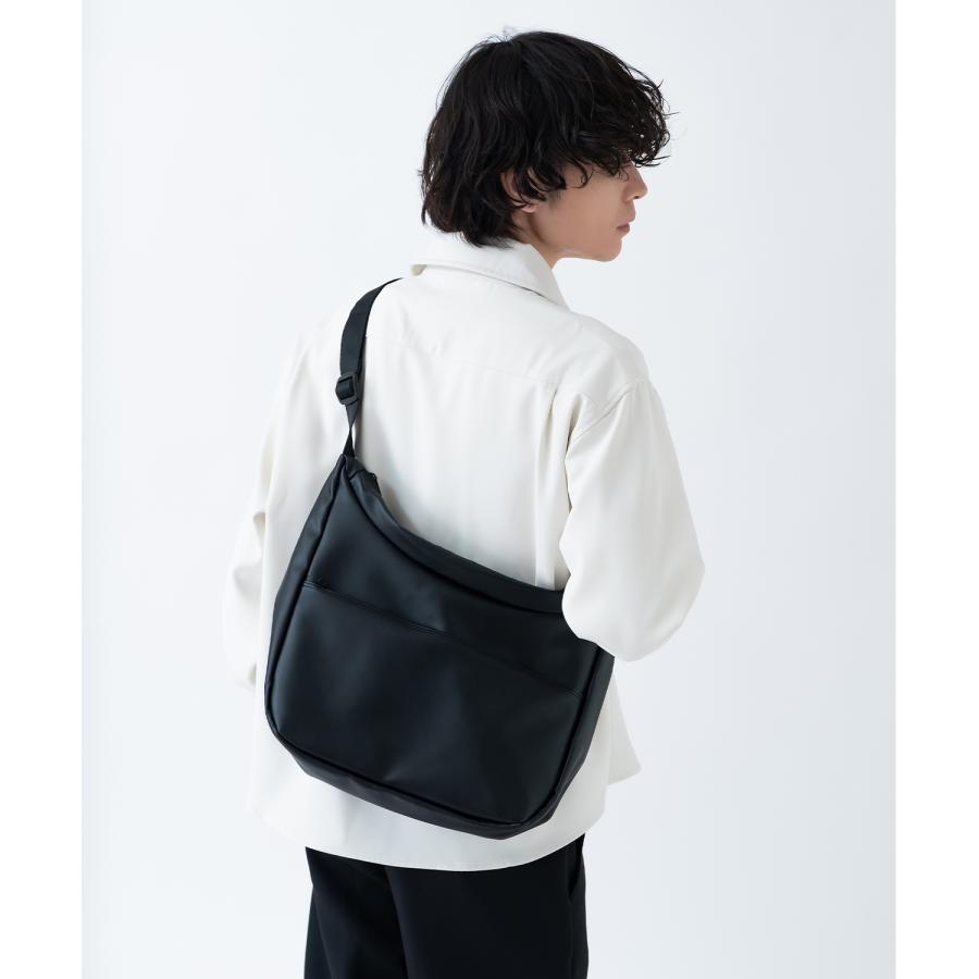 ショルダーバッグ メンズ 合皮 レザー カバン 鞄 通学 通勤 旅行 きれいめ カジュアル 古着MIX 韓国ファッション Y2K ブラック | improves | 04