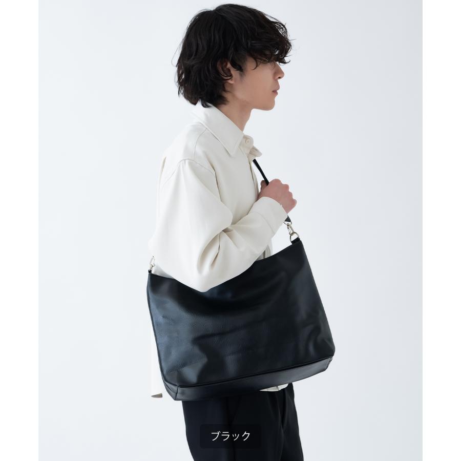 ショルダーバッグ メンズ 合皮 レザー カバン 鞄 通学 通勤 旅行 きれいめ カジュアル 古着MIX 韓国ファッション Y2K ブラック ダークブラウン | improves | 04