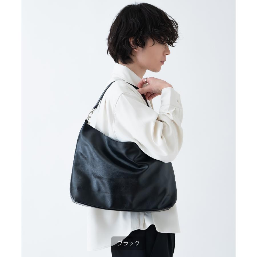 ショルダーバッグ メンズ 合皮 レザー カバン 鞄 通学 通勤 旅行 きれいめ カジュアル 古着MIX 韓国ファッション Y2K ブラック ダークブラウン | improves | 05