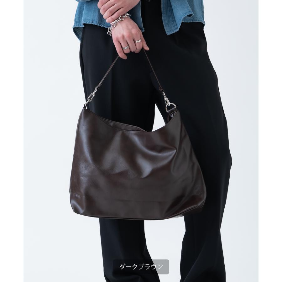 ショルダーバッグ メンズ 合皮 レザー カバン 鞄 通学 通勤 旅行 きれいめ カジュアル 古着MIX 韓国ファッション Y2K ブラック ダークブラウン | improves | 07