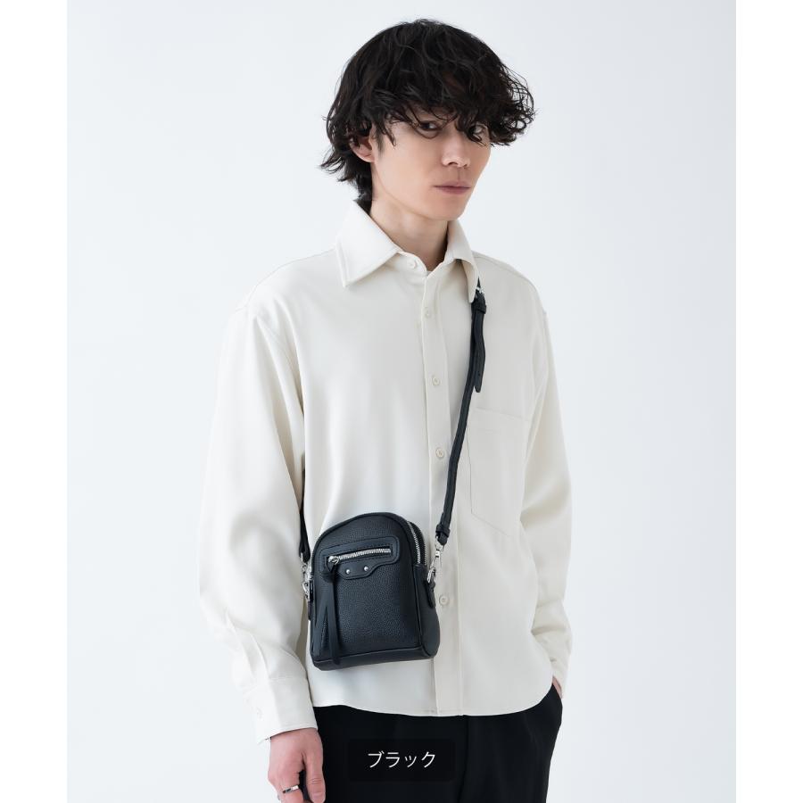 ショルダーバッグ メンズ 合皮 レザー カバン 鞄 通学 通勤 旅行 きれいめ カジュアル 古着MIX 韓国ファッション Y2K ブラック | improves | 02