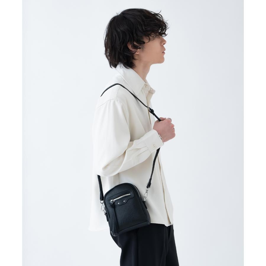 ショルダーバッグ メンズ 合皮 レザー カバン 鞄 通学 通勤 旅行 きれいめ カジュアル 古着MIX 韓国ファッション Y2K ブラック | improves | 03