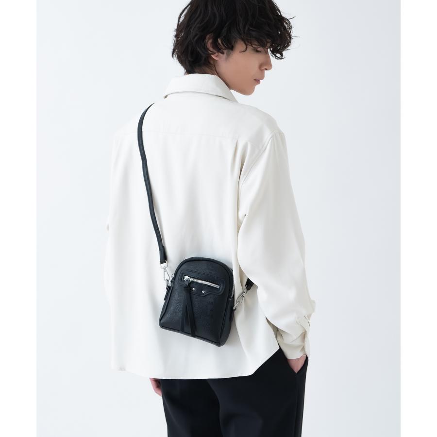 ショルダーバッグ メンズ 合皮 レザー カバン 鞄 通学 通勤 旅行 きれいめ カジュアル 古着MIX 韓国ファッション Y2K ブラック | improves | 04