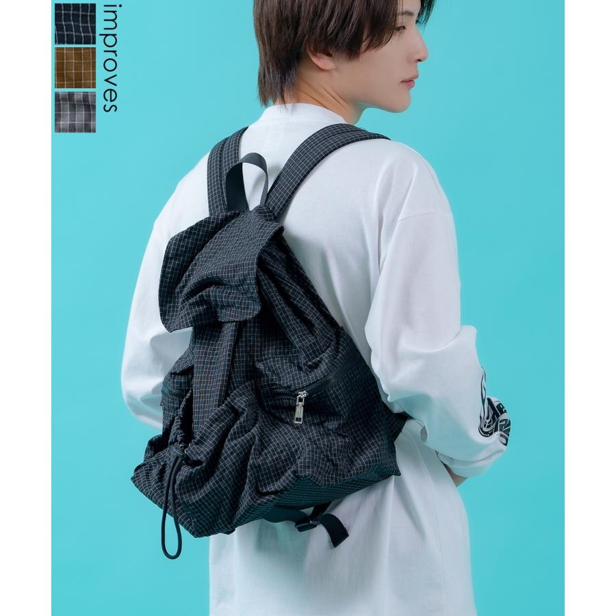 リュック メンズ ナイロン チェック柄 バックパック 鞄 通勤 旅行 大容量 きれいめ カジュアル ユニセックス 韓国ファッション Y2K ブラック グレー ブラウン | improves