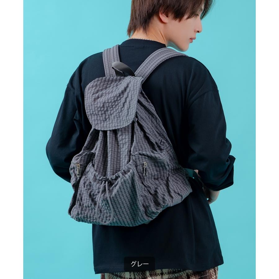 リュック メンズ ナイロン チェック柄 バックパック 鞄 通勤 旅行 大容量 きれいめ カジュアル ユニセックス 韓国ファッション Y2K ブラック グレー ブラウン | improves | 09