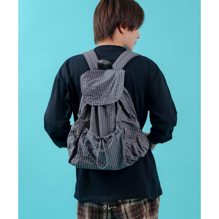リュック メンズ ナイロン チェック柄 バックパック 鞄 通勤 旅行 大容量 きれいめ カジュアル ユニセックス 韓国ファッション Y2K ブラック グレー ブラウン | improves | 11