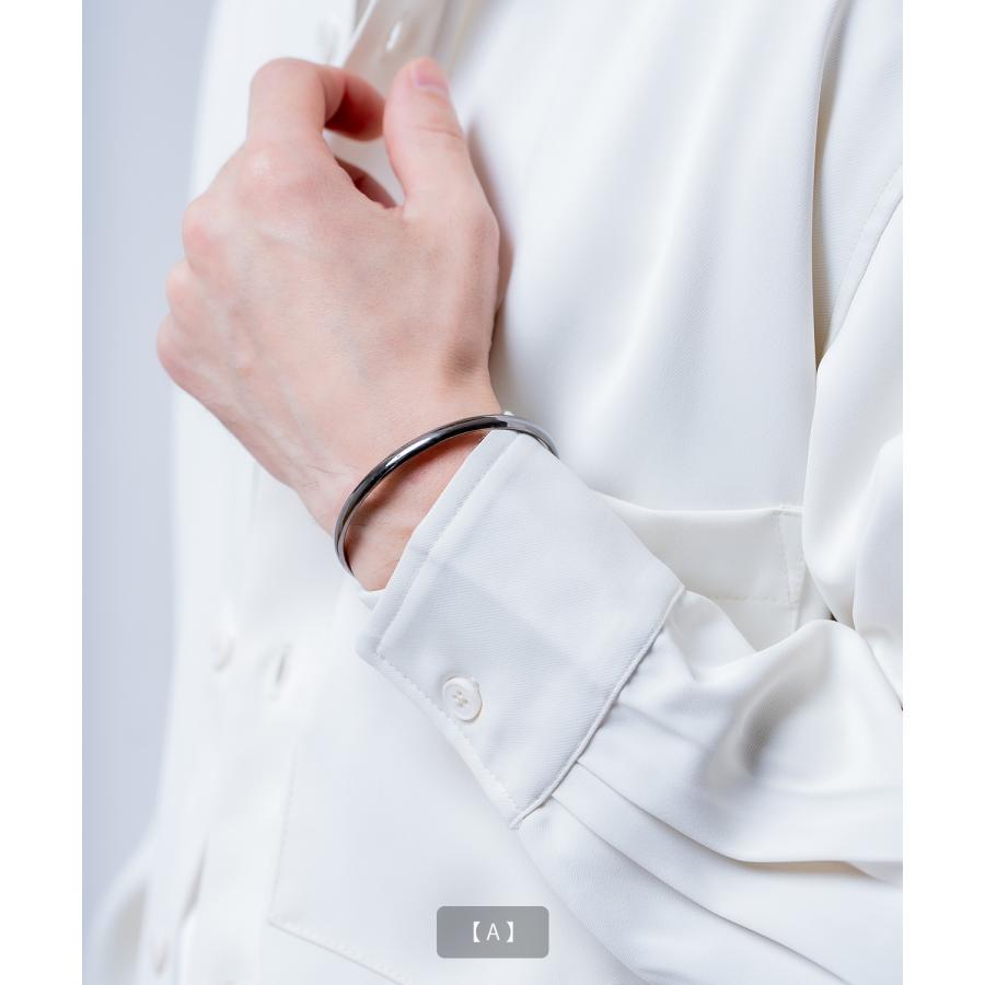 ブレスレット メンズ バングル ガンメタ ハーフバングル アクセサリー 槌目 ツイスト 腕輪 シンプル 韓国ファッション ストリート モード ユニセックス | improves | 05