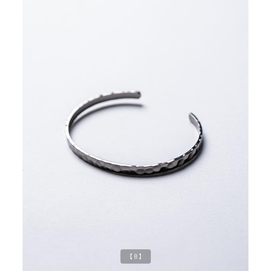 ブレスレット メンズ バングル ガンメタ ハーフバングル アクセサリー 槌目 ツイスト 腕輪 シンプル 韓国ファッション ストリート モード ユニセックス | improves | 10