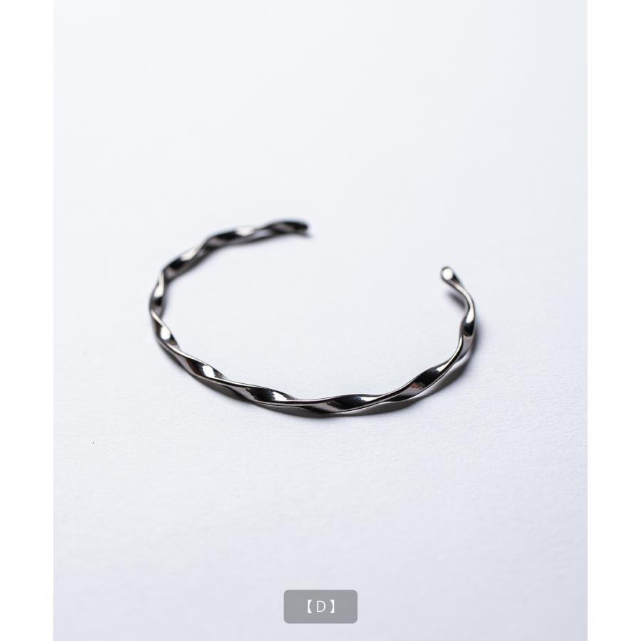 ブレスレット メンズ バングル ガンメタ ハーフバングル アクセサリー 槌目 ツイスト 腕輪 シンプル 韓国ファッション ストリート モード ユニセックス | improves | 12
