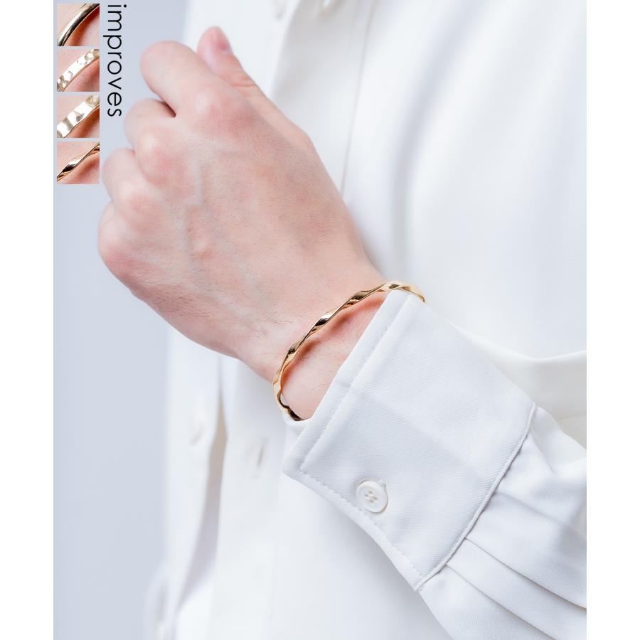 バングル ブレスレット ゴールド メンズ レディース シンプル 腕輪 アクセサリー 槌目 ツイスト 叩き ひねり 金 韓国 ストリート ペア ユニセックス | improves