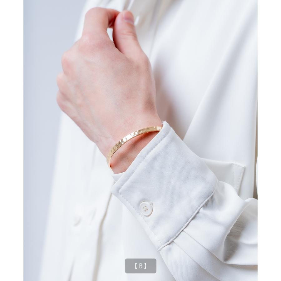 バングル ブレスレット ゴールド メンズ レディース シンプル 腕輪 アクセサリー 槌目 ツイスト 叩き ひねり 金 韓国 ストリート ペア ユニセックス | improves | 06