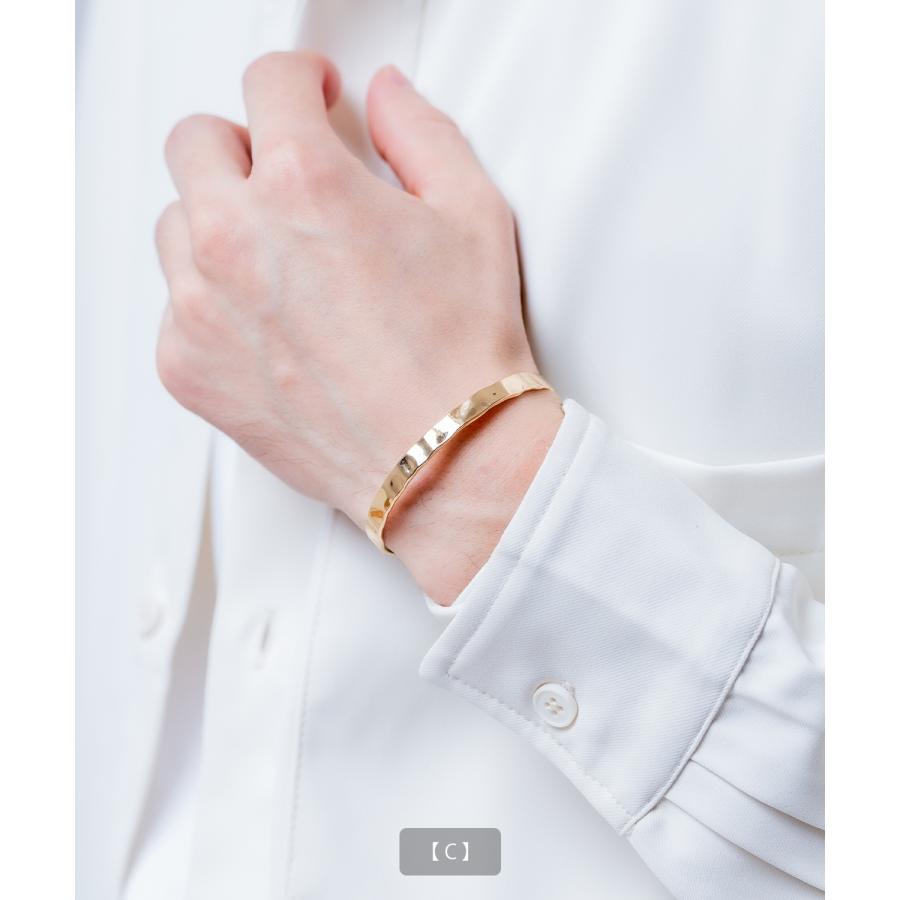 バングル ブレスレット ゴールド メンズ レディース シンプル 腕輪 アクセサリー 槌目 ツイスト 叩き ひねり 金 韓国 ストリート ペア ユニセックス | improves | 07