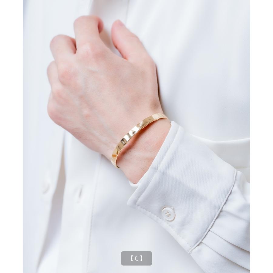 バングル ブレスレット ゴールド メンズ レディース シンプル 腕輪 アクセサリー 槌目 ツイスト 叩き ひねり 金 韓国 ストリート ペア ユニセックス | improves | 07