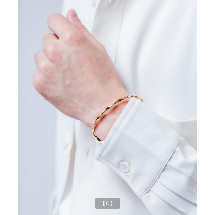 バングル ブレスレット ゴールド メンズ レディース シンプル 腕輪 アクセサリー 槌目 ツイスト 叩き ひねり 金 韓国 ストリート ペア ユニセックス | improves | 08