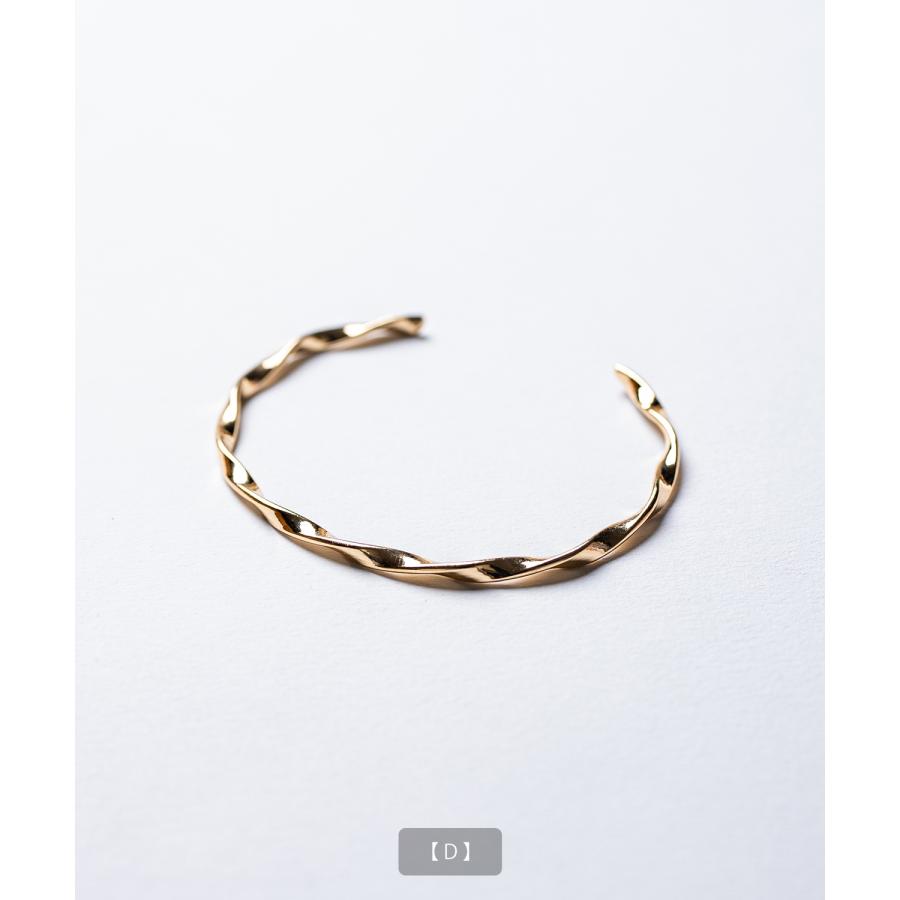 バングル ブレスレット ゴールド メンズ レディース シンプル 腕輪 アクセサリー 槌目 ツイスト 叩き ひねり 金 韓国 ストリート ペア ユニセックス | improves | 12